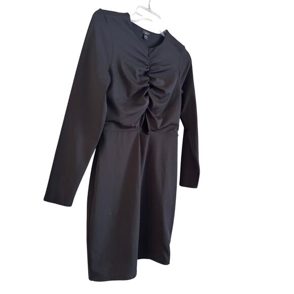 Express Body Contour Crew Neck Ruched Bodice Long Sleeve Mini Dress Medium NWOT - Picture 3 of 6